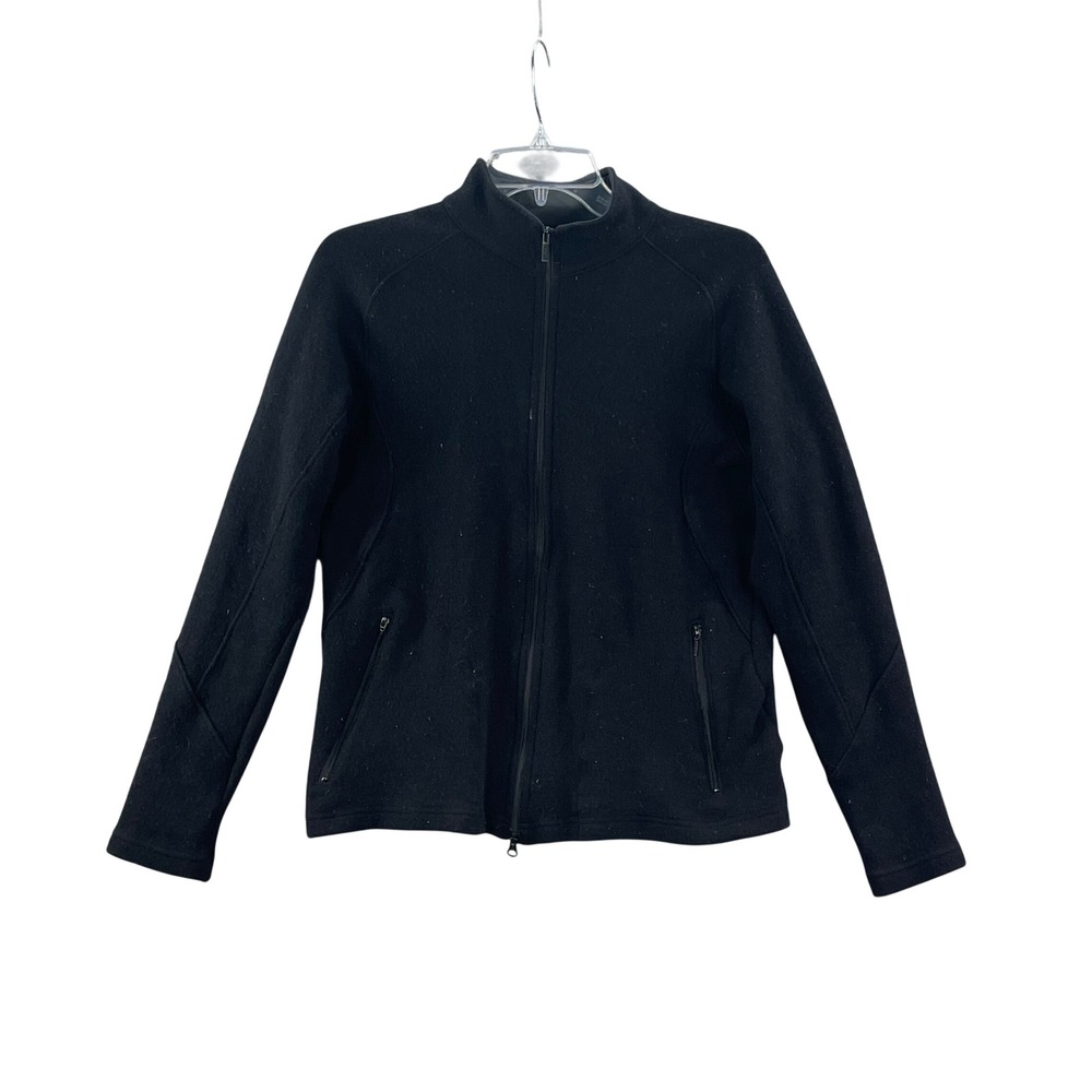 Nike Golf Full Zip Sweater Women Medium Black 100% Wool Mock Neck Jacket Gorp 90